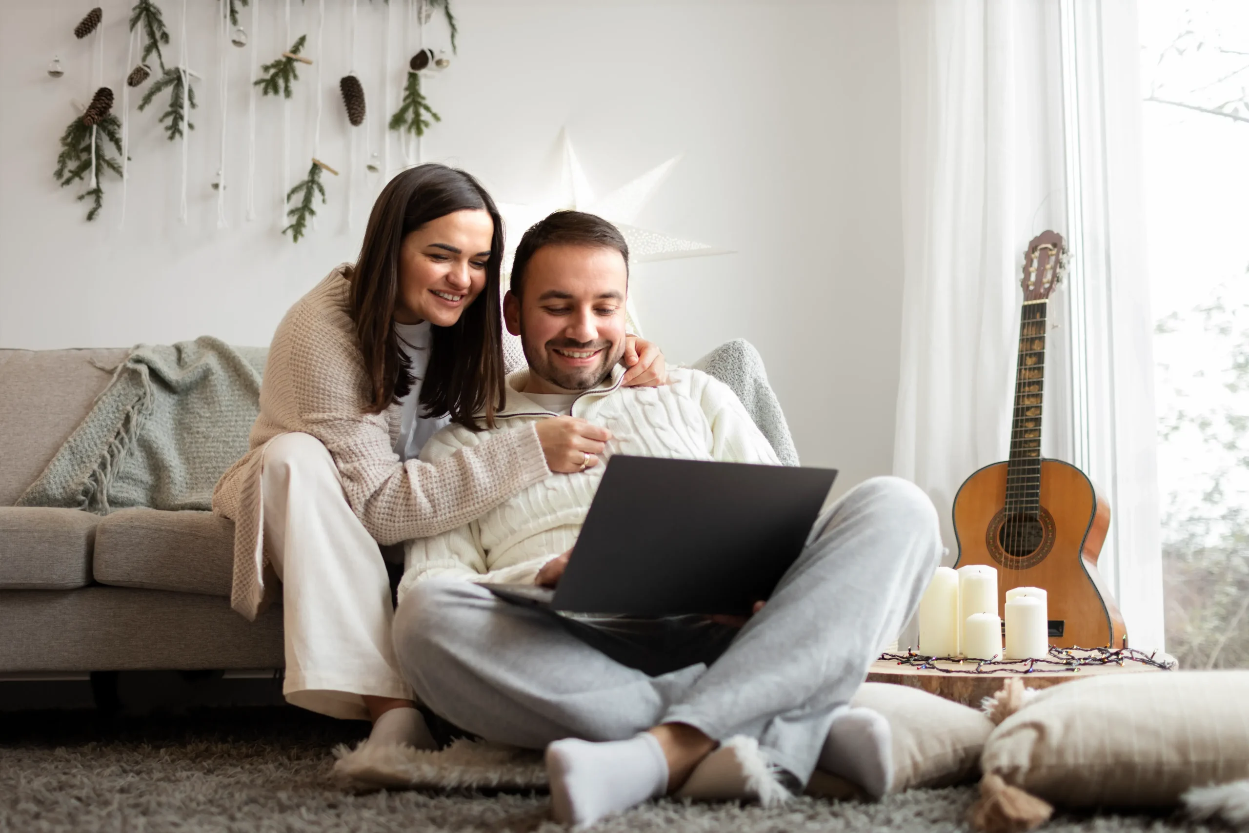 couple enjoying winter home lifestyle